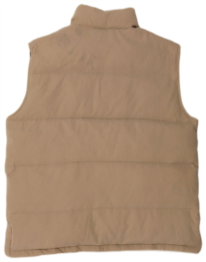 Gefütterte Herrenweste mit grünen Blättern, UK 44, 2XL, Beige, Polyester