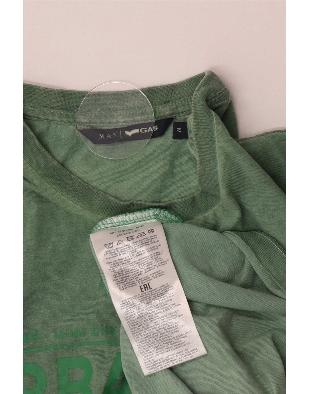 Gas Herren-T-Shirt mit Grafik, mittelgrüne Baumwolle