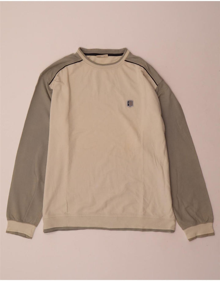 ASICS Herren Sweatshirt Pullover 2XL Off White Colourblock Baumwolle