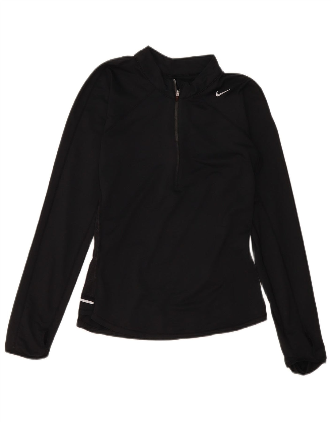 Nike Damen Dri Fit Zip Neck Pullover Trainingsanzug Top UK 12 Medium Schwarz