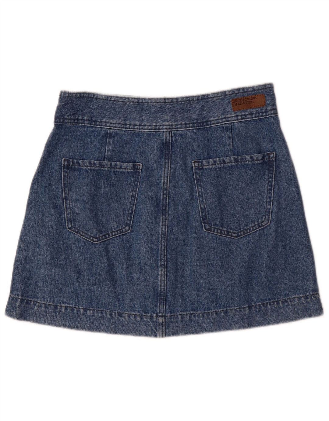 Benetton Damen Mini-Jeansrock UK 12 Medium W30 Blaue Baumwolle