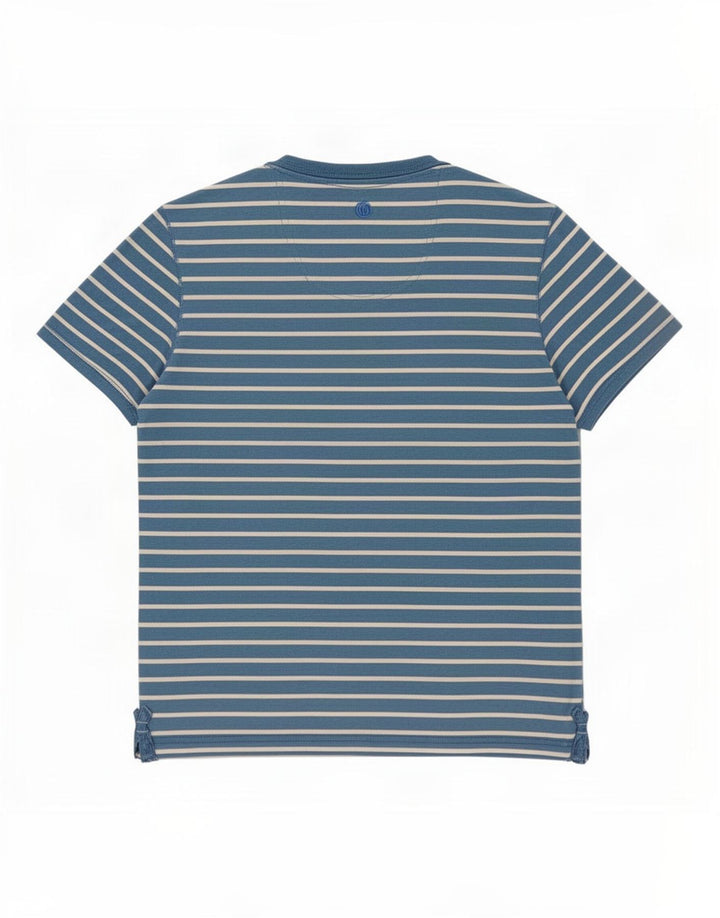 Fat Face Herren-T-Shirt-Oberteil aus mittelblauer, gestreifter Baumwolle