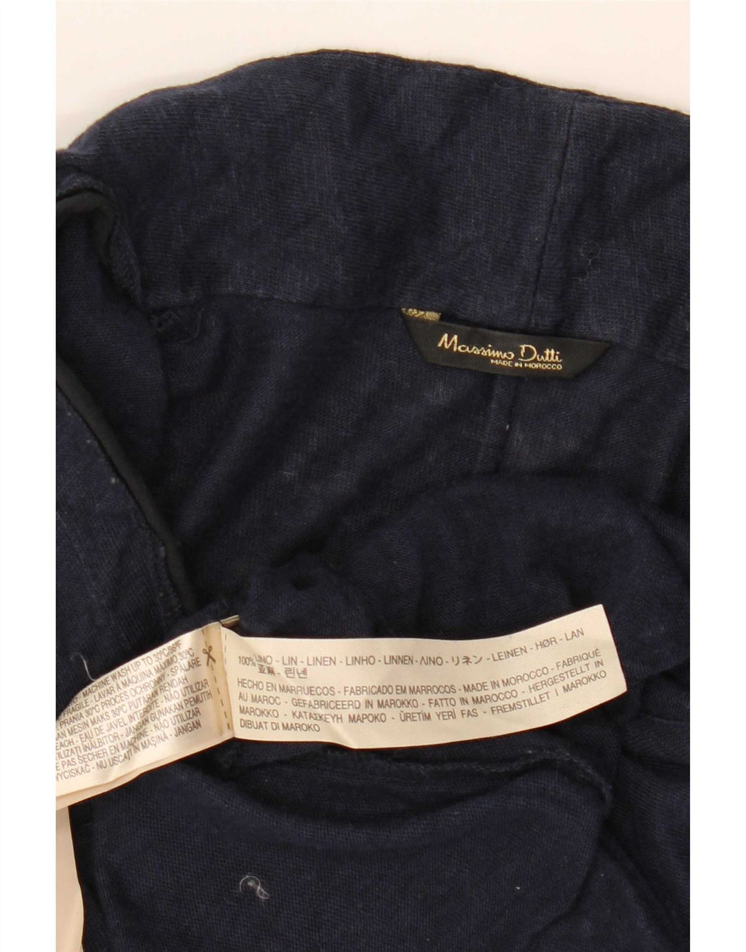 Massimo Dutti Damen Bluse Top UK 18 XL Marineblau Leinen