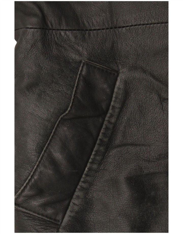 Dama Damen Lederjacke IT 44 Mittelschwarzes Colourblock-Leder