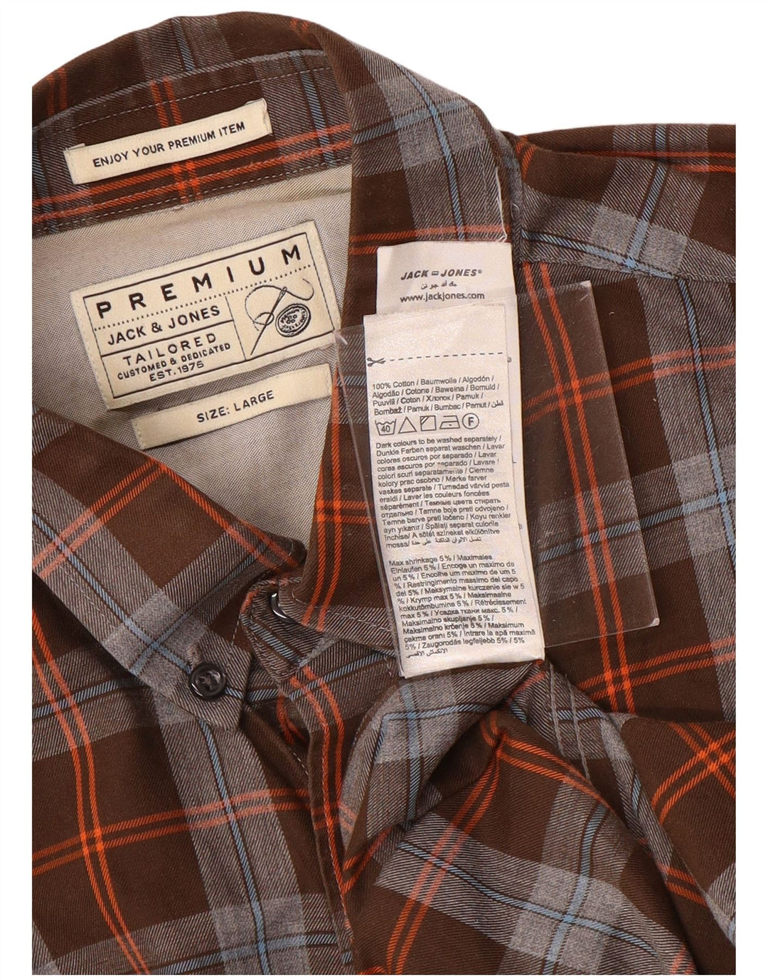 Jack & Jones Herren-Hemd, groß, braun, kariert, Baumwolle