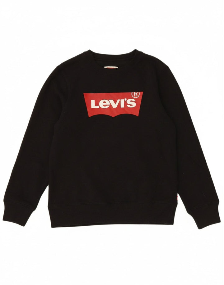 LEVI'S Boys Graphic Sweatshirt Jumper 14-15 Years Black Cotton