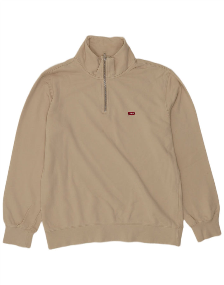 Levi's Herren-Sweatshirt mit Reißverschluss, Standard-Passform, mittelbeige Baumwolle