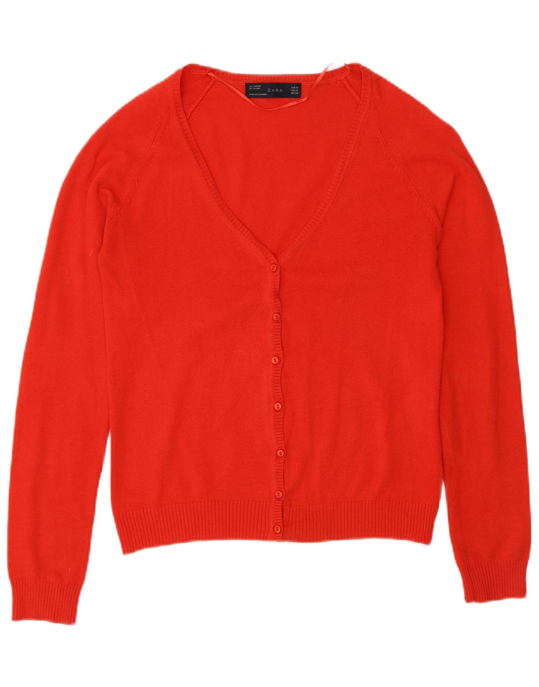 Zara Damen-Cardigan-Pullover UK 12 Mittelrote Baumwolle