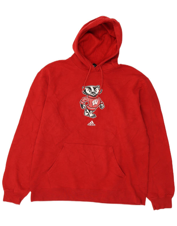 Adidas Herren Wisconsin Badgers Graphic Hoodie Pullover XL Rot Baumwolle