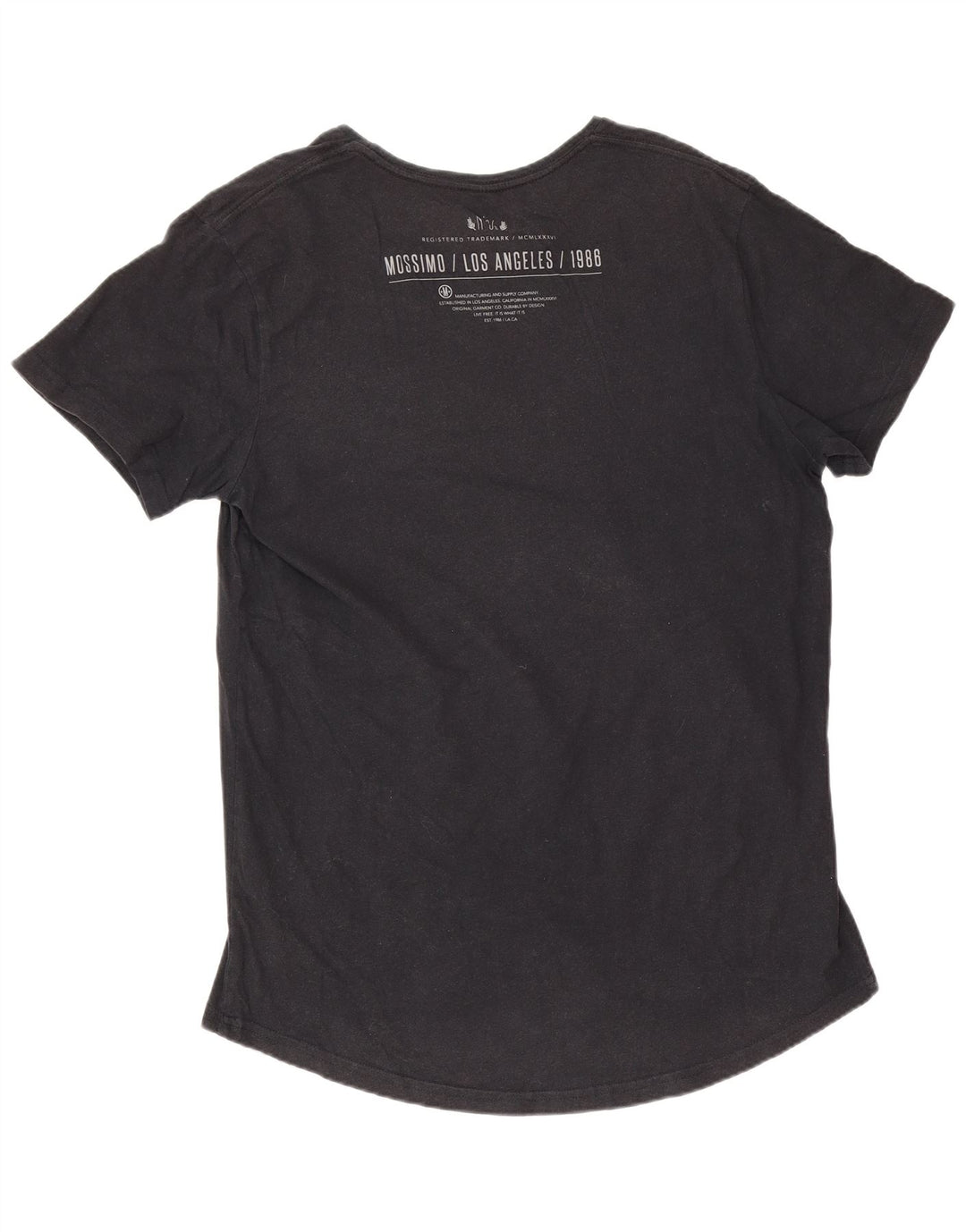 Mossimo Herren Los Angeles Grafik-T-Shirt-Oberteil aus mittelschwarzer Baumwolle