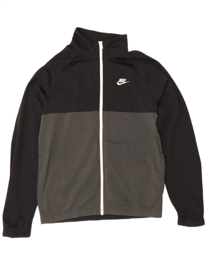 Nike Herren-Trainingsanzugoberteil mit normaler Passform, Mittelschwarz, Farbblock-Sport