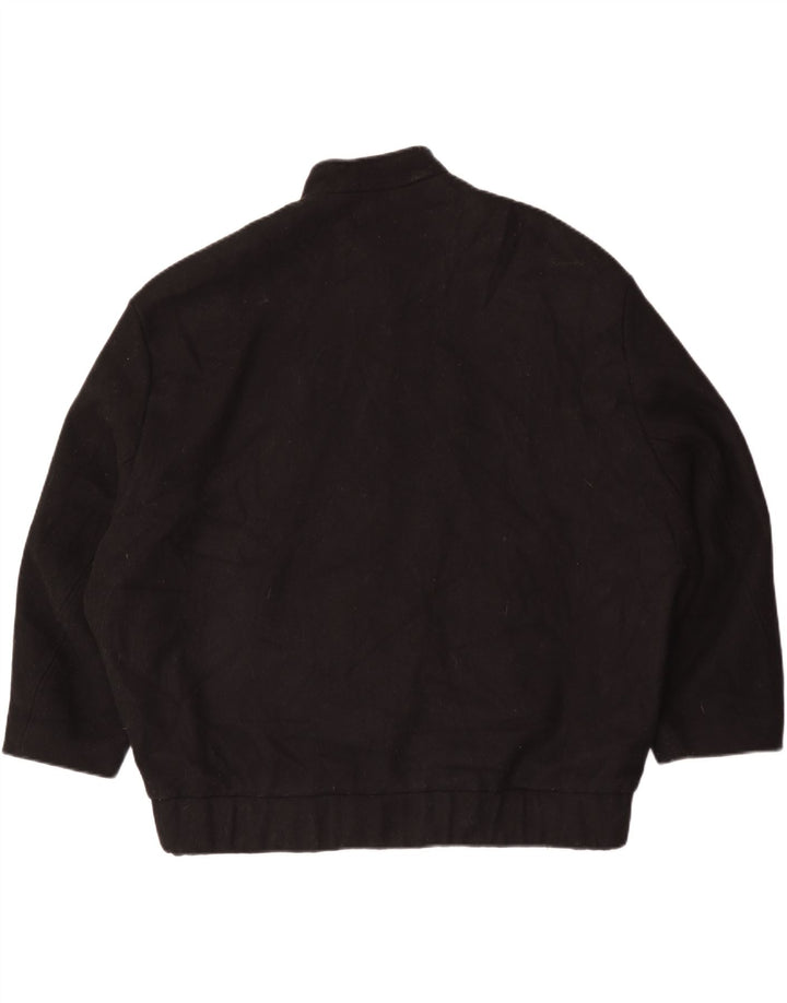 Zara Damen 3/4 Ärmel Oversized Bomberjacke UK 14 Medium Black Wool