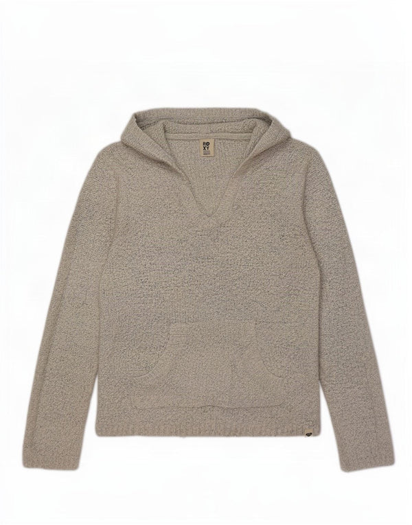 Roxy Damen-Pullover mit Kapuze, UK 12, mittelgraue Baumwolle