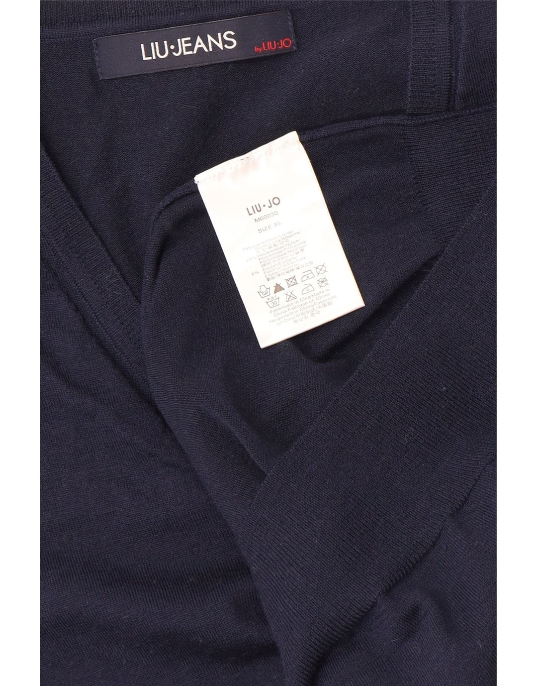 LIU JO Damen Pullover mit V-Ausschnitt UK 18 XL Marineblaue Wolle