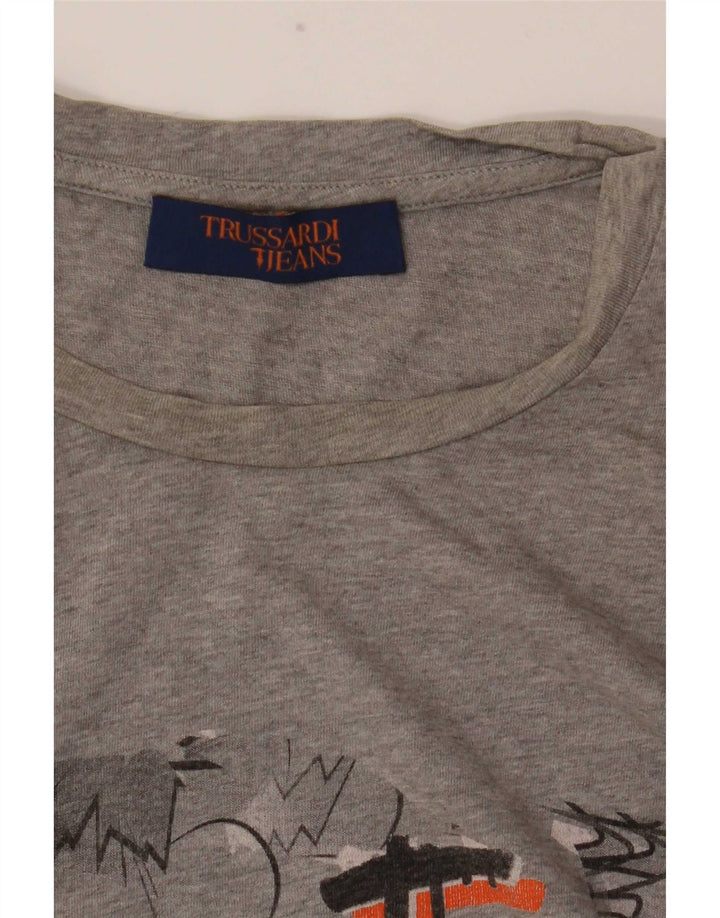 Trussardi Jeans Herren-T-Shirt mit Grafik, Größe S, Grau