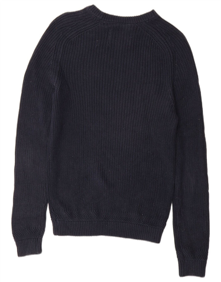 Jack Wills Herren-Pullover mit U-Boot-Ausschnitt, Größe S, marineblaue Baumwolle