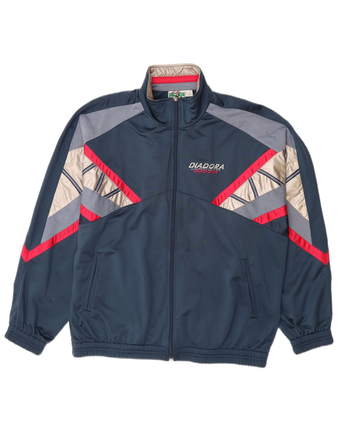 DIADORA Herren-Trainingsanzug-Top-Jacke, UK 42, Größe L, Marineblau, Farbblock