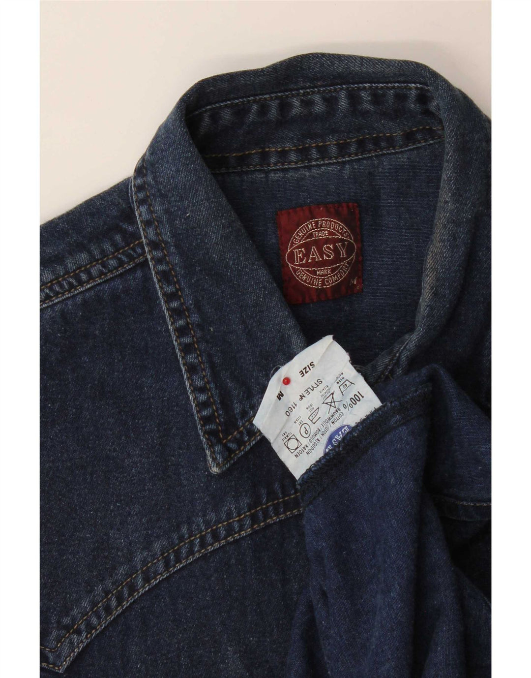 Easy Herren-Jeanshemd aus mittelblauer, marineblauer Baumwolle
