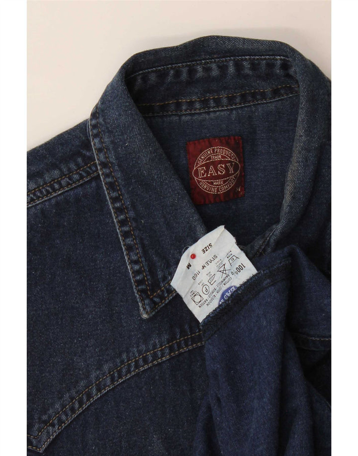 Easy Herren-Jeanshemd aus mittelblauer, marineblauer Baumwolle