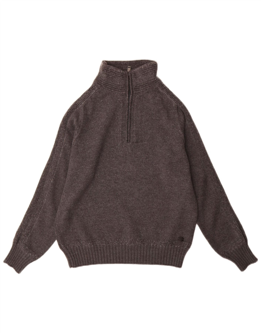 Trussardi Herren-Pullover mit Reißverschluss am Hals, XL, graue Wolle