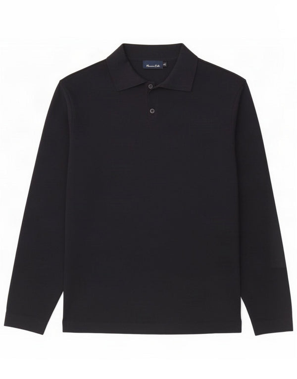Massimo Dutti Mens Polo Neck Jumper Sweater Large Navy Blue Wool