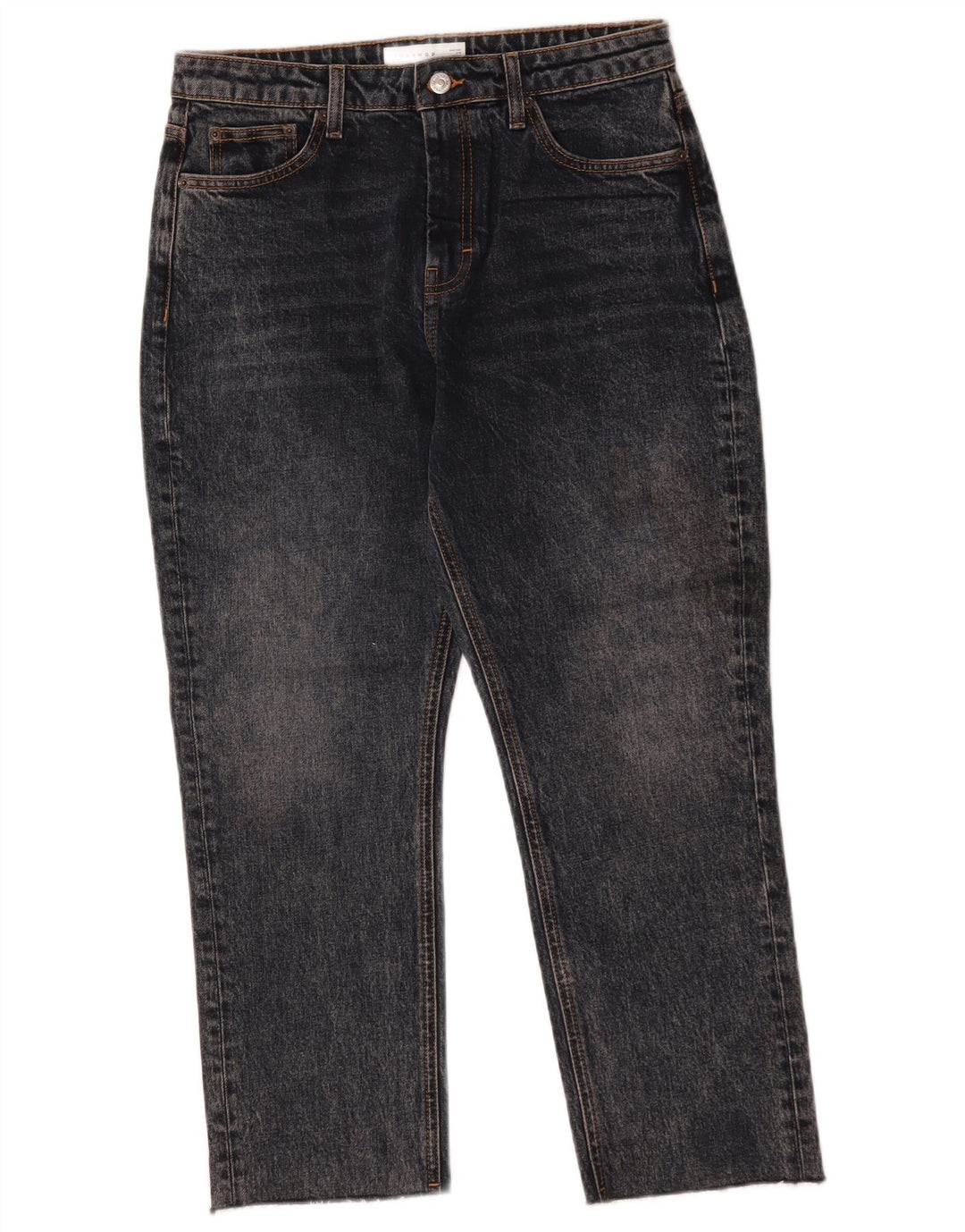 Topshop Damen-Cropped-Jeans, W30, L25, schwarze Baumwolle