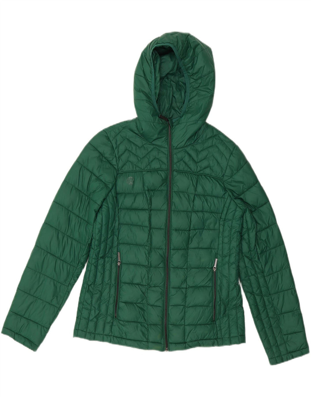 Michael Kors Wattierte Damenjacke mit Kapuze, UK 14, mittelgrünes Nylon