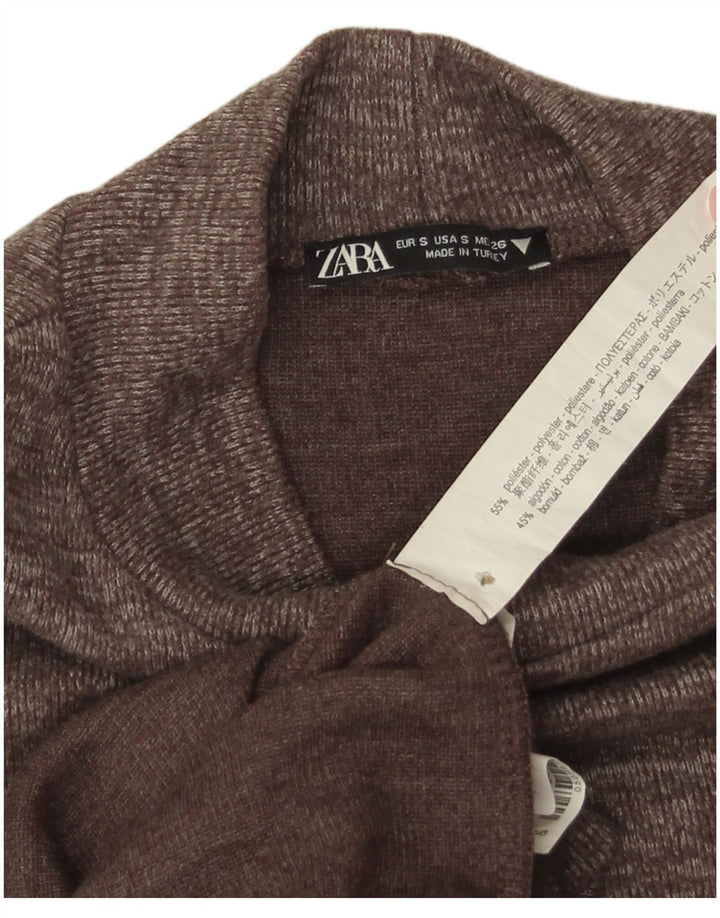 Zara Damen Etuikleid UK 10 Small Braun geflecktes Polyester