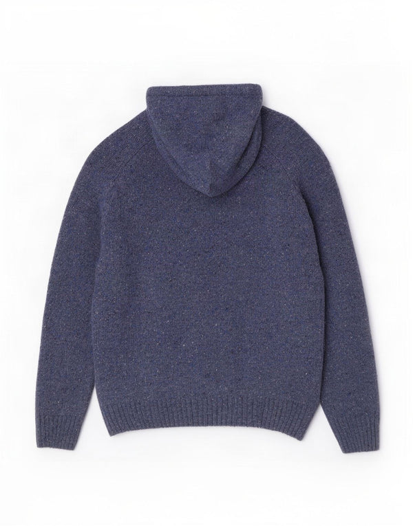 Aran Damen-Pullover mit Kapuze, lockere Passform, UK 14, mittelblau meliert