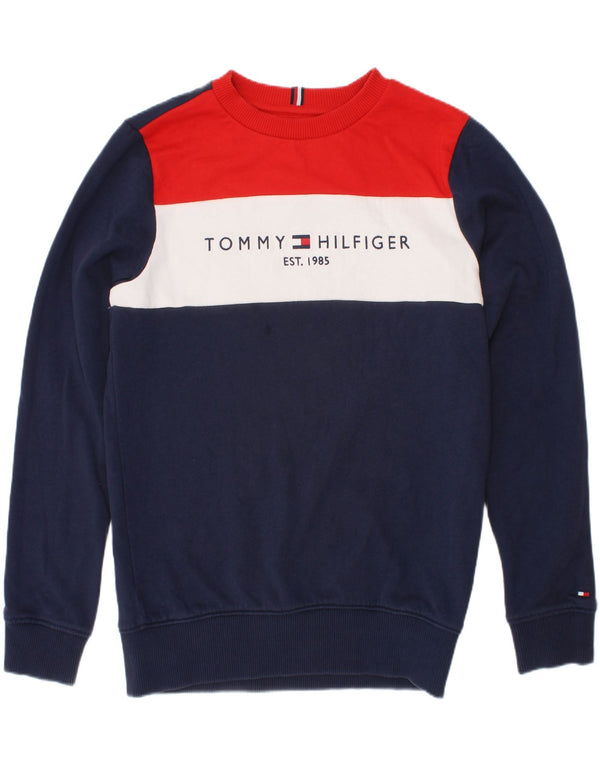 Tommy Hilfiger Sweatshirt-Pullover für Jungen, 9–10 Jahre, Marineblau, Farbblock