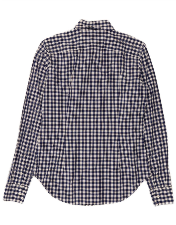 Ralph Lauren Damenhemd US 6 Mittelblaue Gingham-Baumwolle