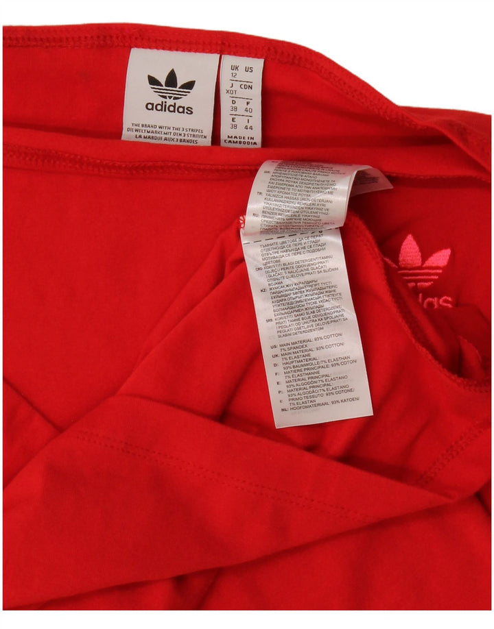 Adidas Damen Minikleid ohne Schulter, UK 12, mittelrote Baumwolle