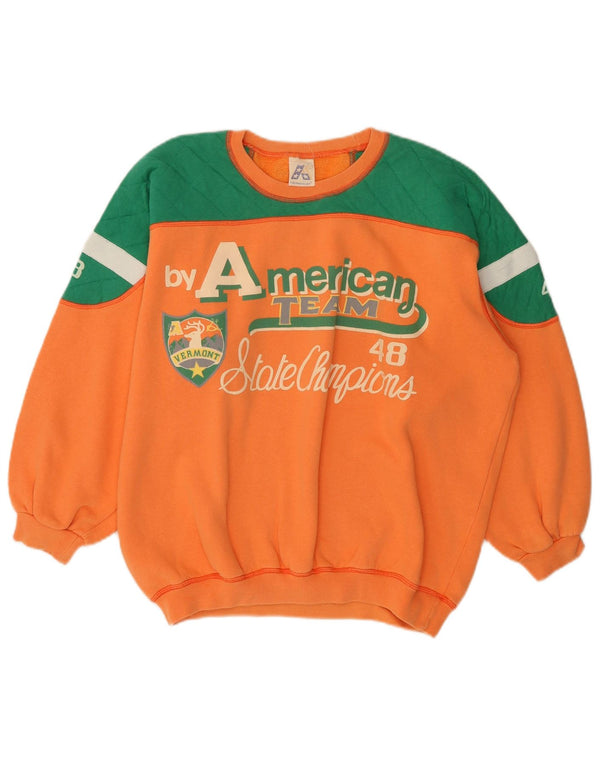 By American Grafik-Sweatshirtpullover für Damen UK 22 3XL Orangefarbener Farbblock