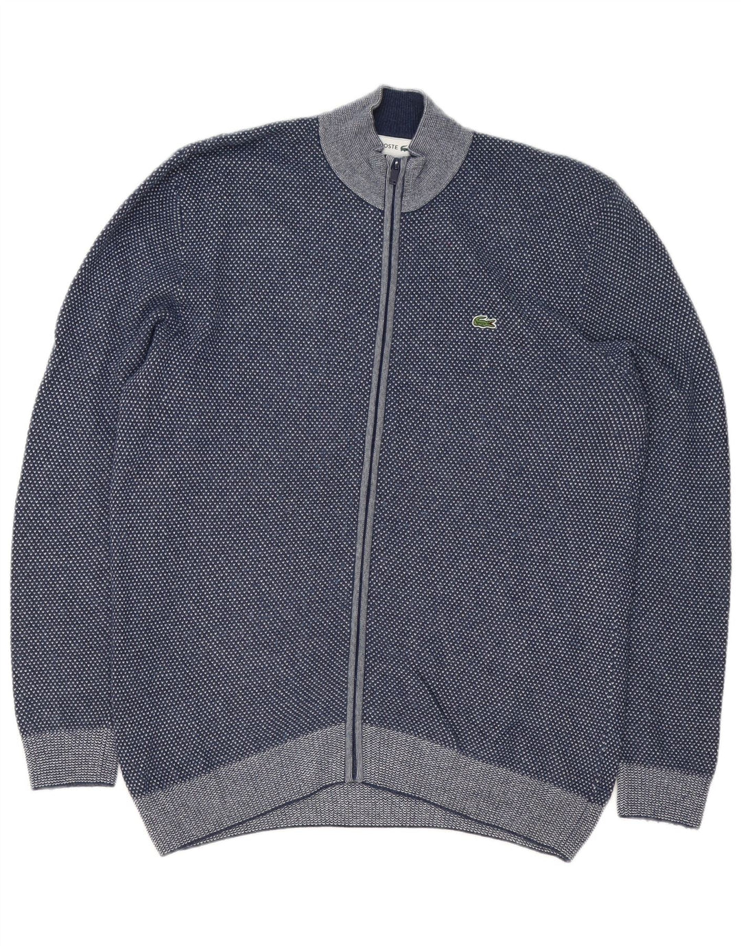 Lacoste Herren-Strickjacke, Größe 5, groß, Marineblau meliert