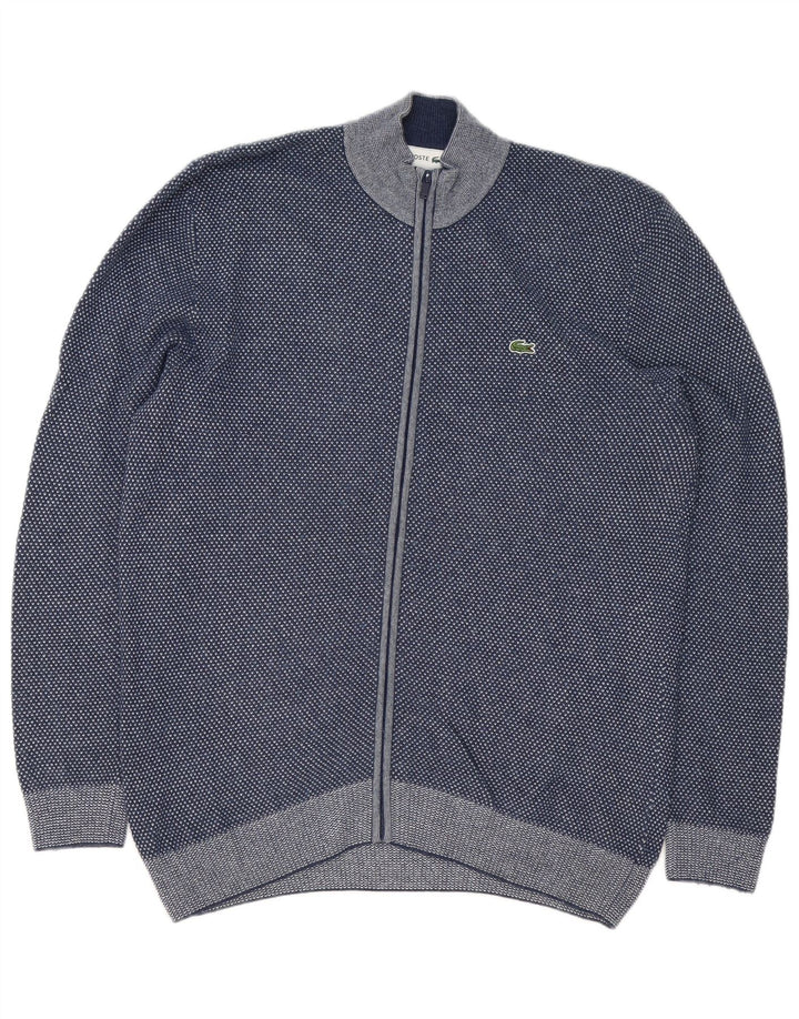 Lacoste Herren-Strickjacke, Größe 5, groß, Marineblau meliert