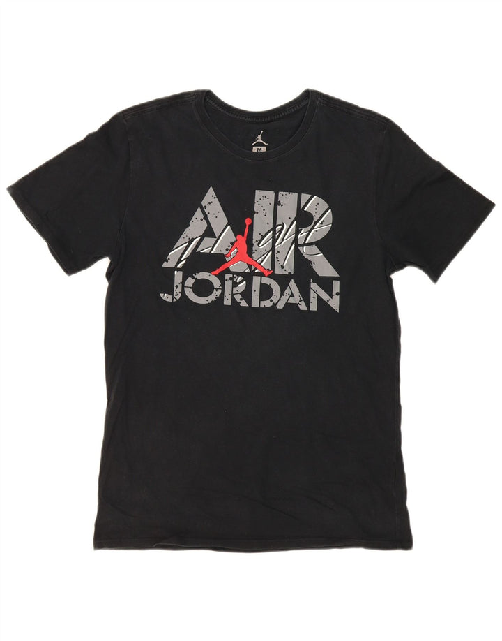 JORDAN Mens Graphic T-Shirt Top Medium Black Cotton