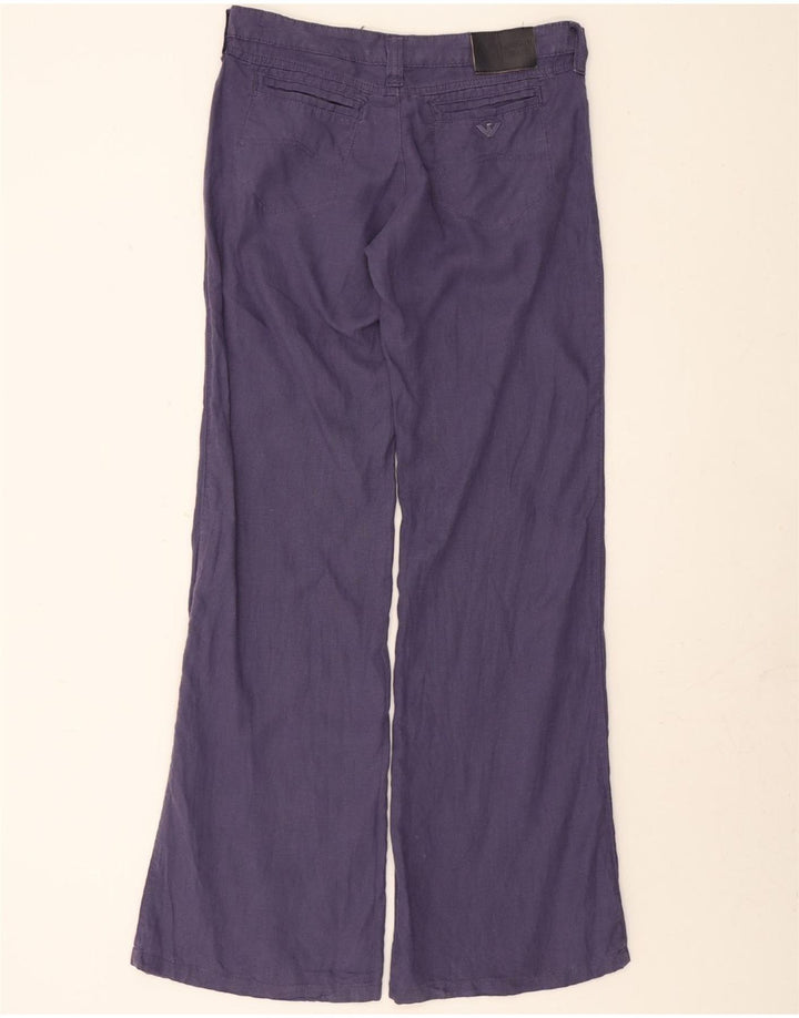 ARMANI Womens Bootcut Casual Trousers W28 L35 Purple Linen Vintage Armani and Second-Hand Armani from Messina Hembry 
