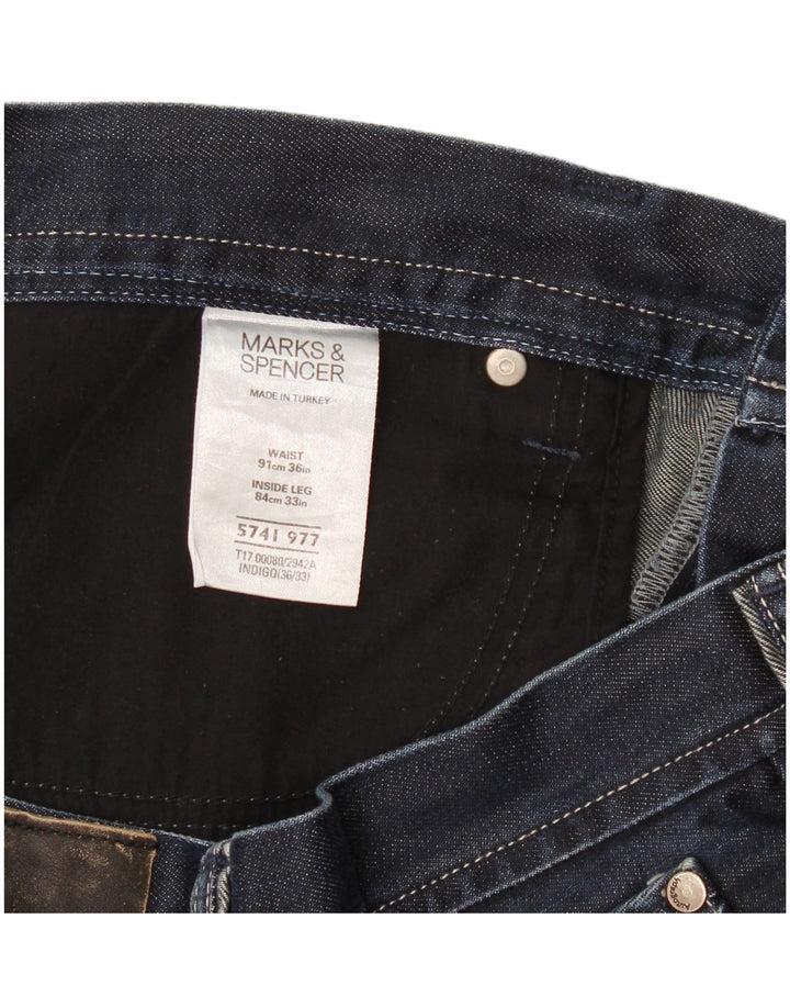 Marks & Spencer Herren Autograph Straight Jeans W36 L33 Marineblaue Baumwolle