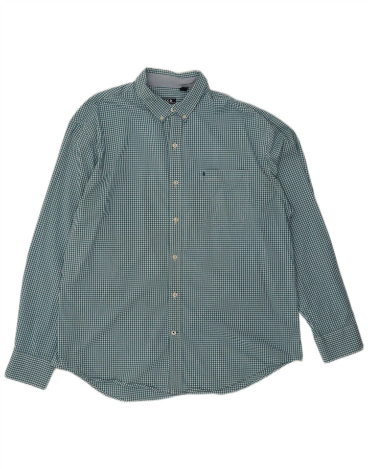 Izod Herrenhemd, groß, blau, Gingham-Baumwolle