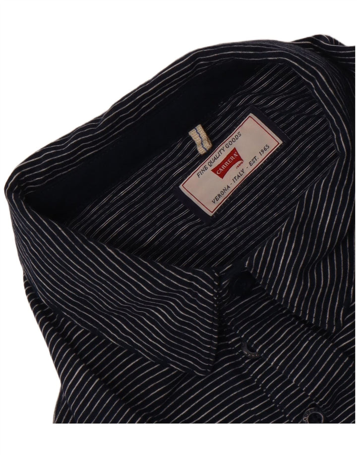 Carrera Herren-Poloshirt, klein, marineblau, Nadelstreifen