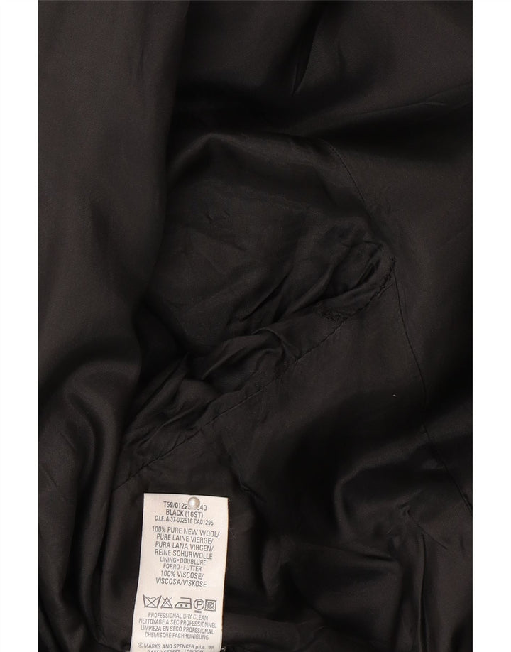 Marks & Spencer Damen 1-Knopf-Blazerjacke UK 16 Große schwarze Wolle