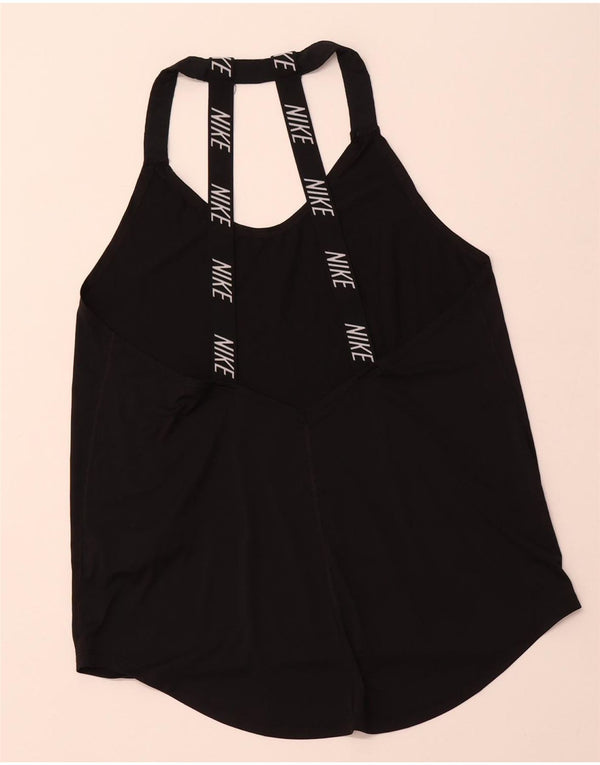 NIKE Damen Dri Fit Loose Fit Graphic Tank Top UK 12 Medium Schwarz