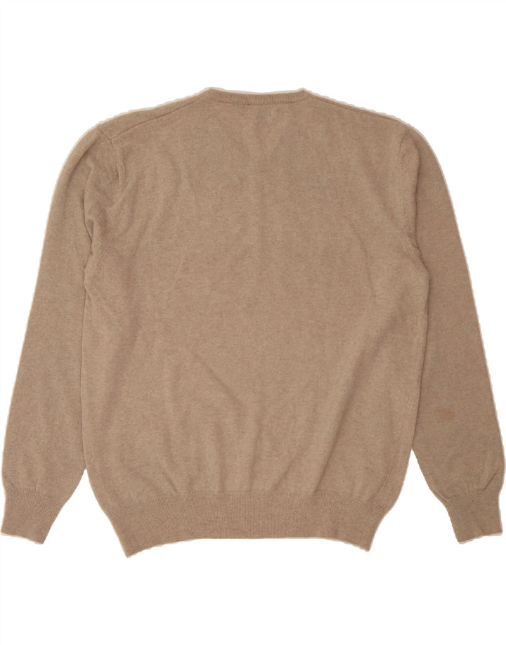 KAPPA Womens V-Neck Jumper Sweater UK 20 2XL Beige Wool Vintage Kappa and Second-Hand Kappa from Messina Hembry 