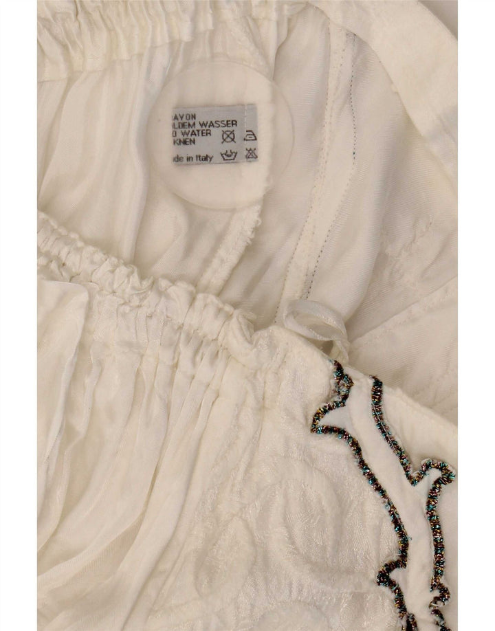 Vintage Damen ausgestellter Rock W27 Kleine weiße Viskose mit Blumenmuster