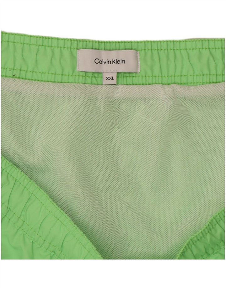 CALVIN KLEIN Herren Badeshorts mit Grafik, 2XL, grünes Polyester