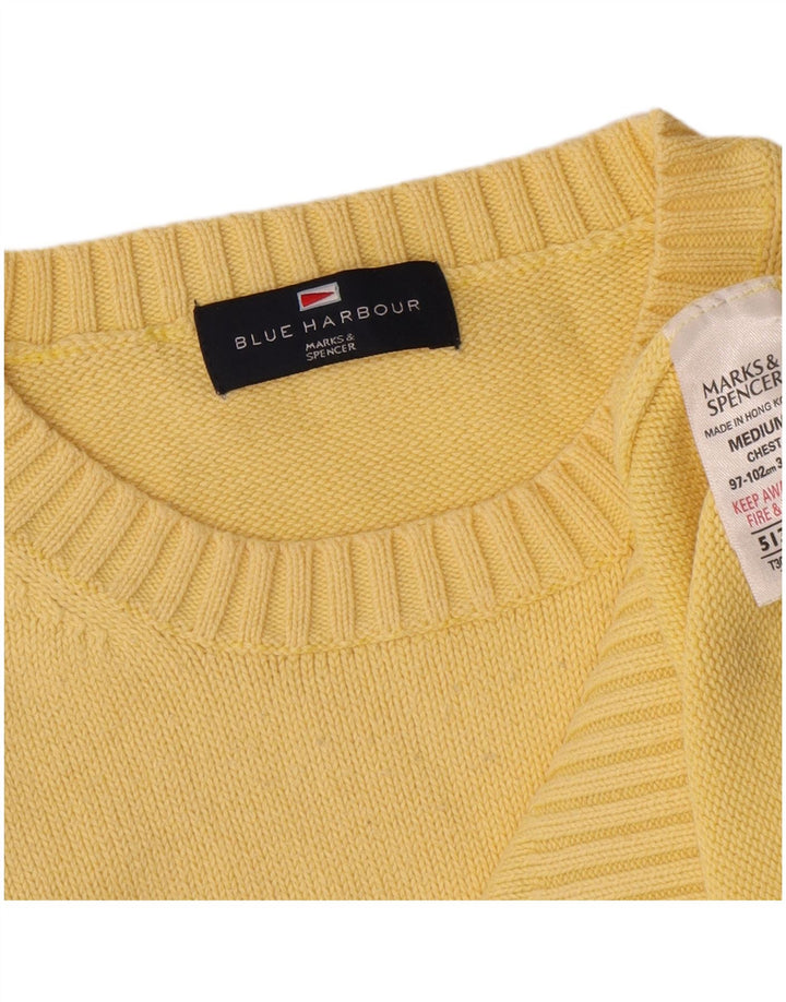 Marks & Spencer Herren Blauer Harbour-Pullover mit Rundhalsausschnitt Mittelgelb