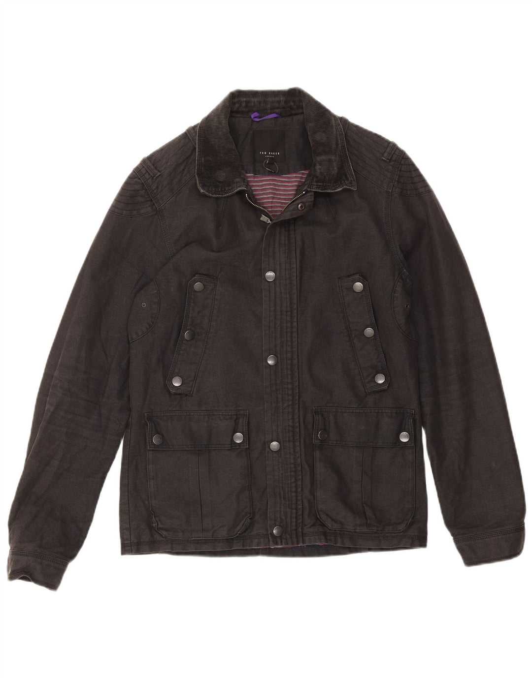 Ted Baker Herren-Utility-Jacke, Größe 3, mittelgraue Viskose
