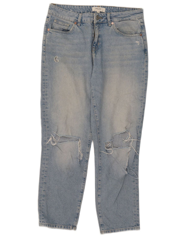 Reiss Damen Jeans im Distressed-Look, W29, L26, Blau, Baumwolle