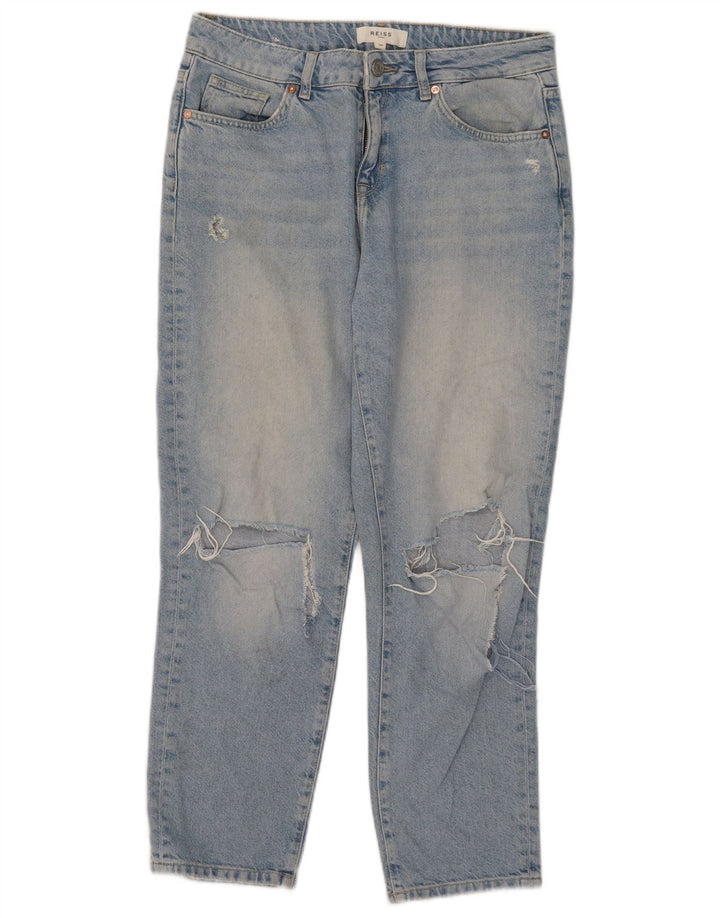 Reiss Damen Jeans im Distressed-Look, W29, L26, Blau, Baumwolle