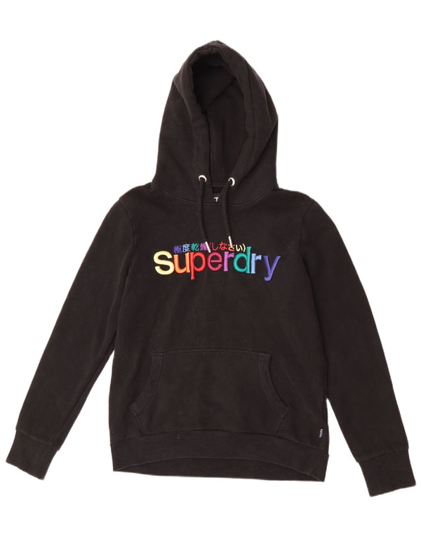 Superdry Damen-Kapuzenpullover mit Grafik, UK 12, mittelschwarz, Baumwolle